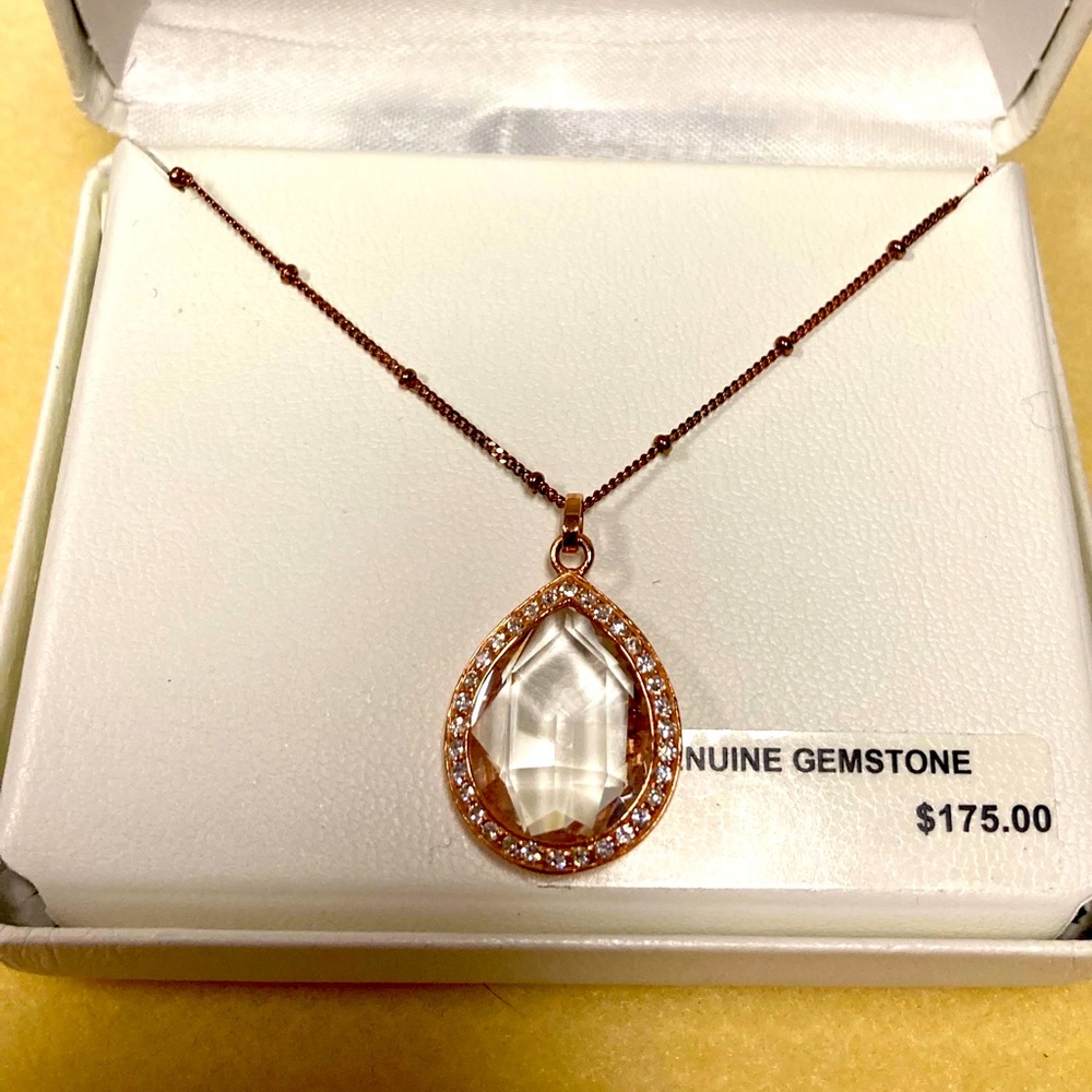Rose Colored Sterling Silver Quartz Necklace